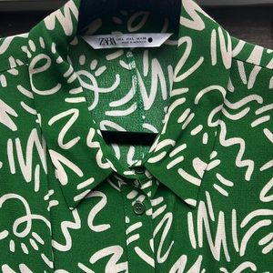 Zara Green Pattern Maxi Dress, Size L, Never Worn